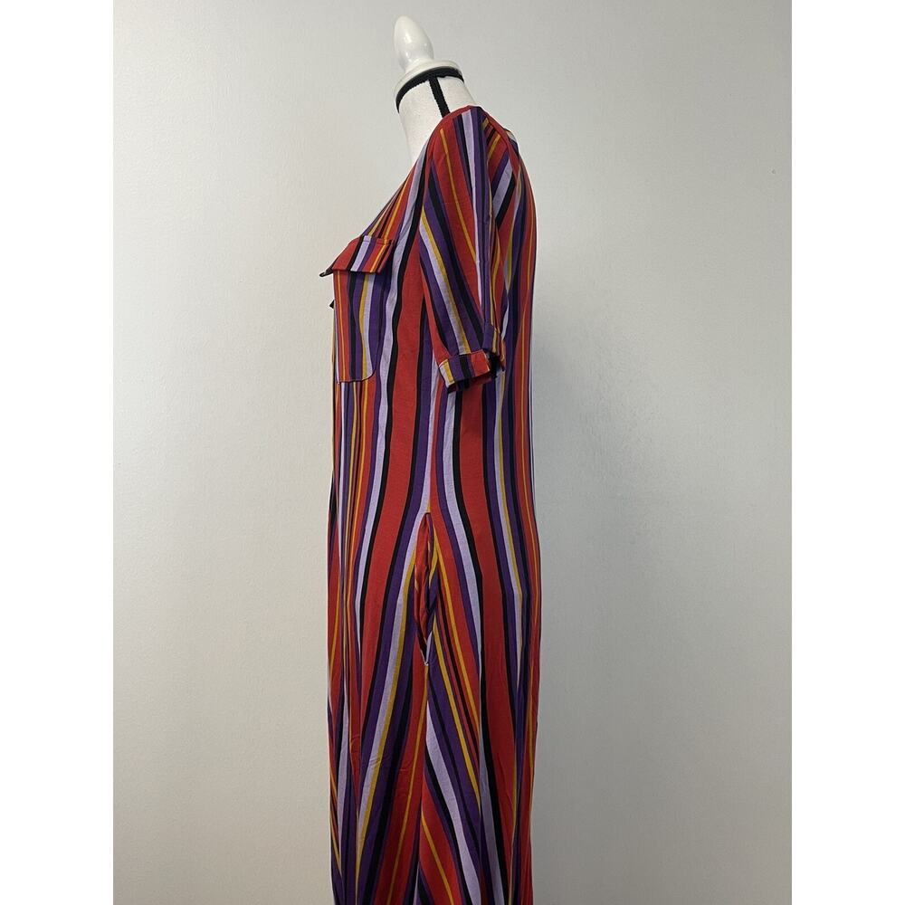 Reserved Shirt Dress Womens Medium A Line Striped Color Block Red N184 - Picture 7 of 9